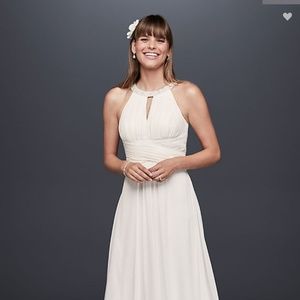 Long Chiffon Bridal Dress with Keyhole Detail